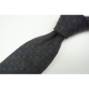 Cesare Attolini Graphite Gray Navy Blue Large Polkadot Silk Blend Tie BRAND NEW